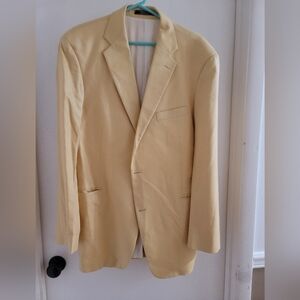 Parisian Classic Fit Solid Two Button Suit Jacket 44 L Silk/Wool Gold